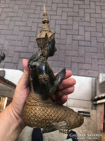 XIX. századi Buddha bronzból, szobor, 18 cm-es szépség.