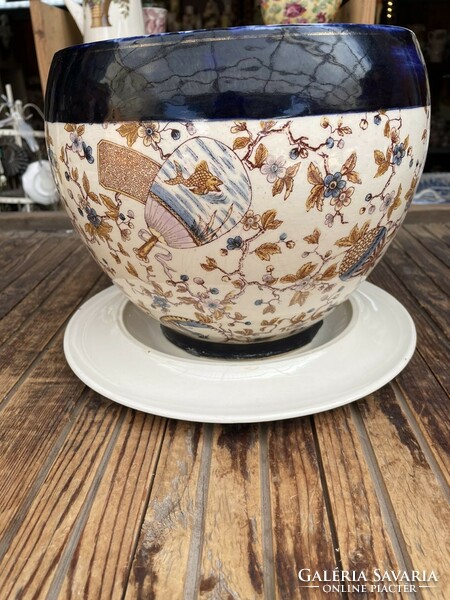 Antique faience pot with exciting special hand painting