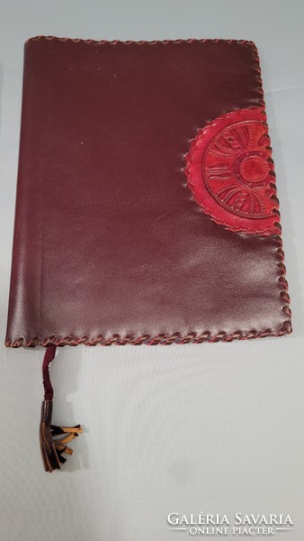 2 old handmade leather folders, book covers
