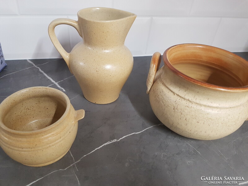 3 stoneware kitchen items