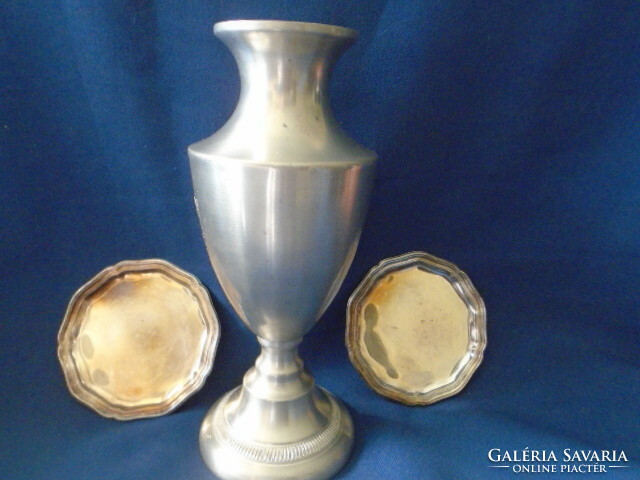 Old Empire vase and 2 sterling silver coasters are antique pieces