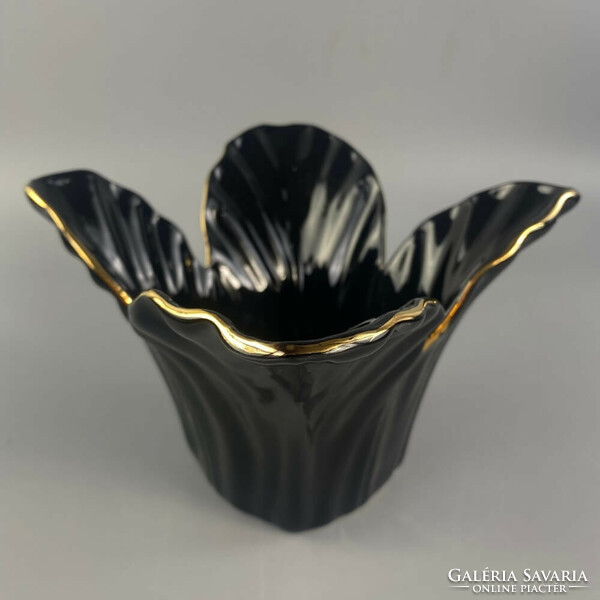 Spanish vintage banana leaf porcelain bowl, vase