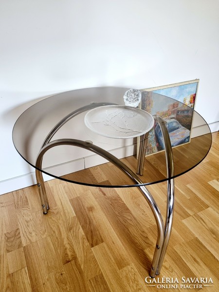 Vintage tubular glass table, coffee table