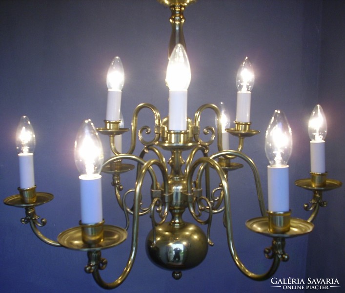 Flemish copper chandelier with 9 burners