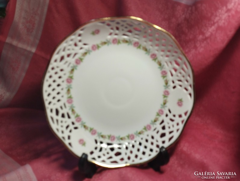 Openwork bowl with rose pattern, decorative bowl, centerpiece
