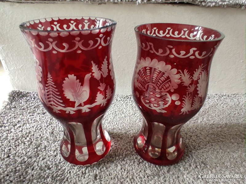 Polished burgundy stained thick-walled goblet