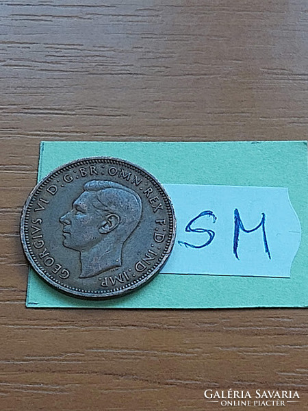English England 1/2 half penny 1944 vi. King George, bronze sm