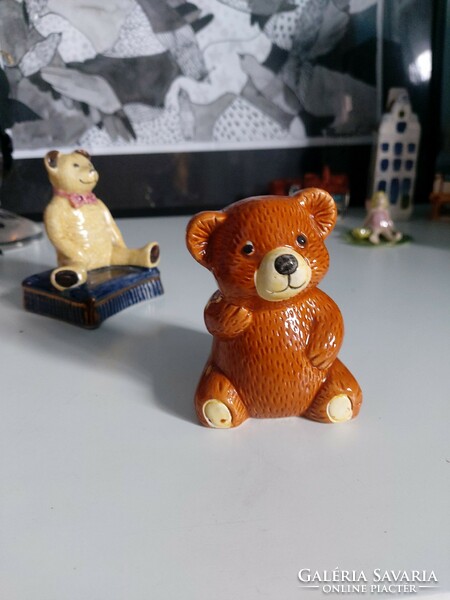 Ceramic teddy bear figure, pen holder 8 cm price/piece, 2 available, probably English pieces