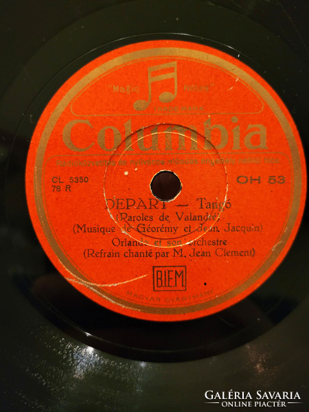 Record bag + 6 gramophone records hmv Hungarian production | gramophone record sword treble clef