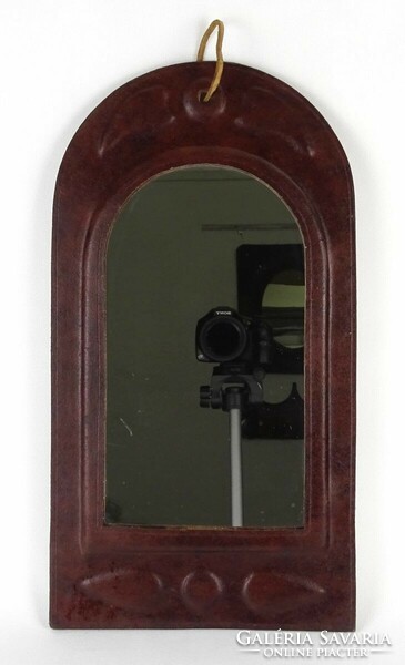 1N543 Iparművészeti bőrdíszműves tükör 45 x 24 cm