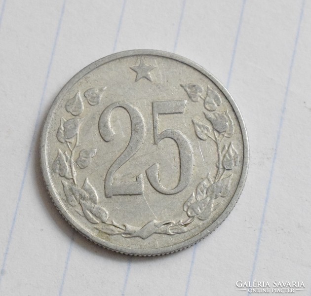 Csehszlovákia 25 heller , 1963 , pénz , érme
