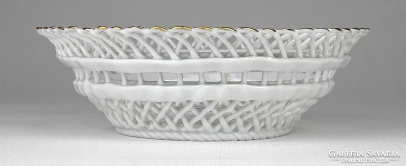 1N703 openwork snow-white porcelain offering basket 13.5 Cm