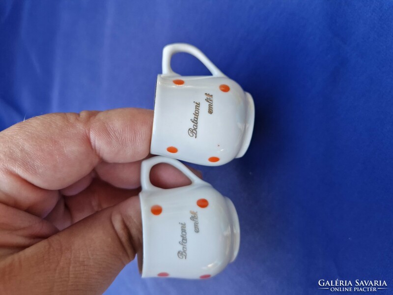 Mini red polka dot mugs with tihany, hévíz, Balaton memory inscription