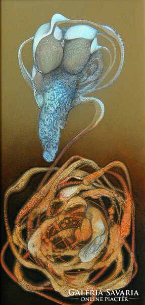 Ludvig Zoltán: Evolúciós ciklus - kerettel 52x32 cm - alkotás: 40x20 cm - 2311/18