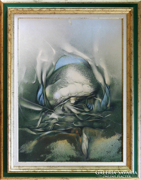 Ludvig Zoltán: Smaragd táj - kerettel 80x62 cm - alkotás: 68,5x50 cm - 2311/99