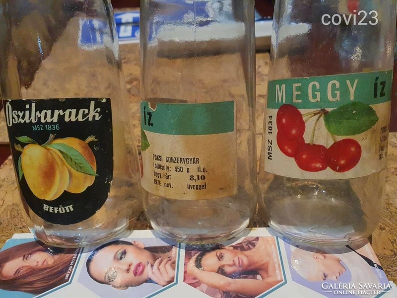 17db Retro szocreál magyar címkés befőttes dunsztos üvegek a 1970-es évekből dekoráció kreatív