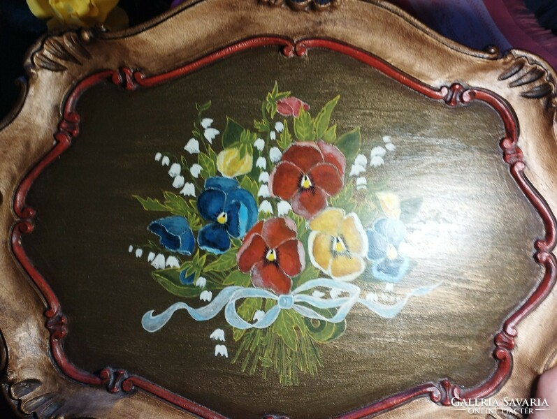 Italian hand-painted wooden tray