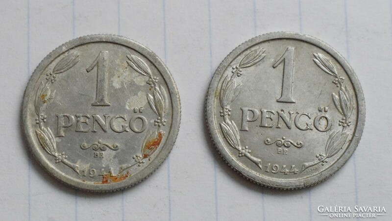 Hungary 1 pengő, 1941, 1944, Kingdom of Hungary, money, 2 coins.