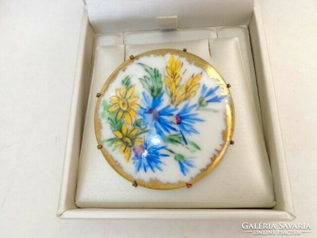 Antique brooch porcelain hand painting marked