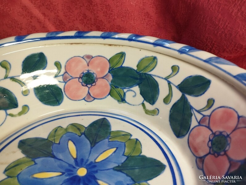 Hand painted deep ceramic serving bowl,
