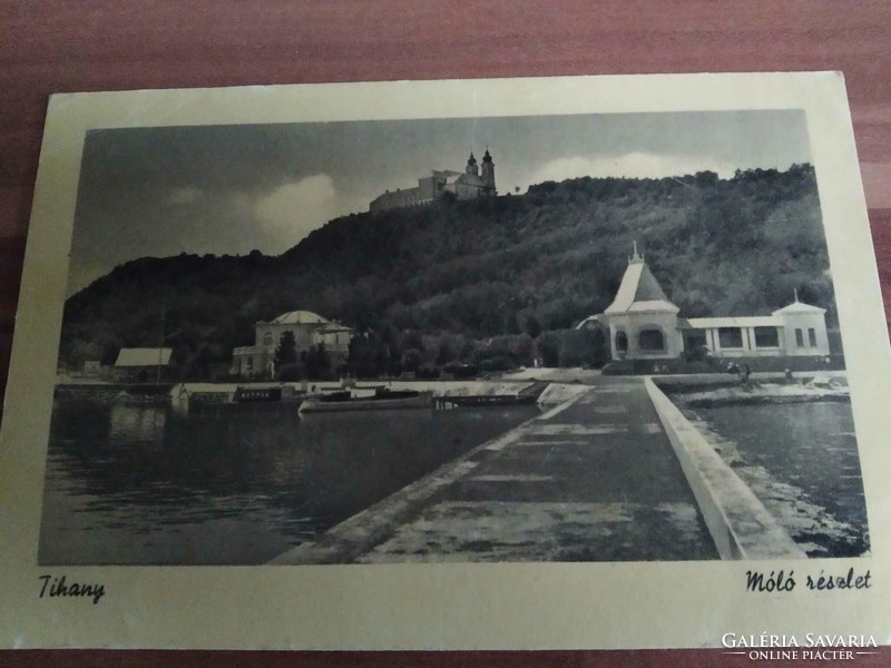 Old postcard, tihany, pier detail, circa 1950s