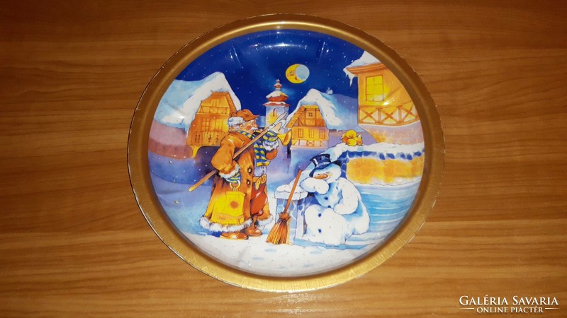 Worn Christmas snowman plastic tray winter cookie retro bowl serving
