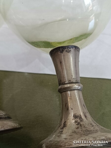 Glass cup with silver base