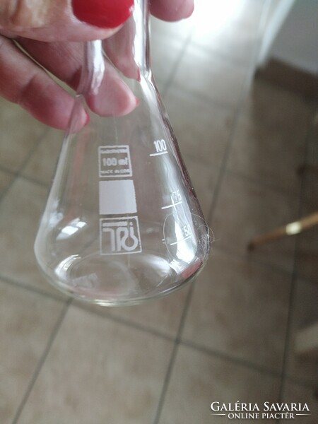 German glass 100 ml, meter, flask, test tube 5 pieces for sale!