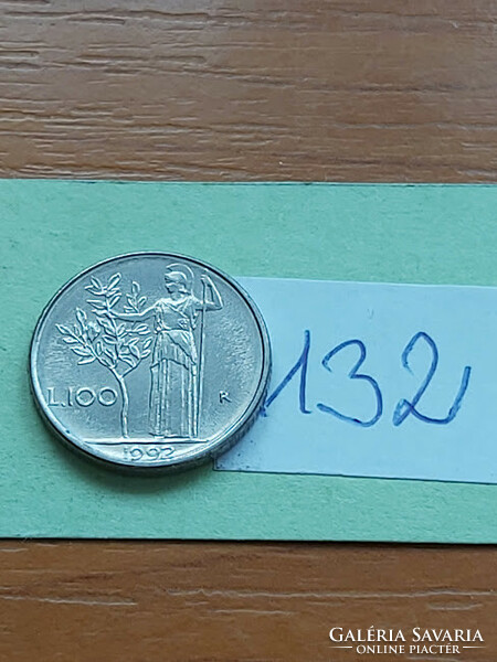 OLASZORSZÁG 100 LÍRA 1992 R, Minerva istennő, Rozsdamentes acél, 18.2 mm 132