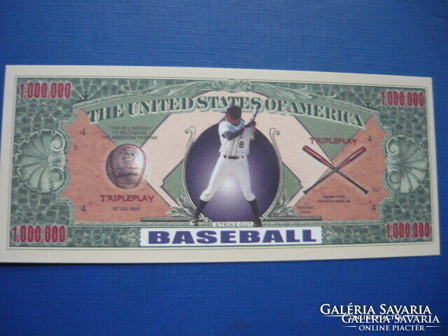 Usa 1 Million / $1,000,000 Baseball! Rare fantasy paper money!