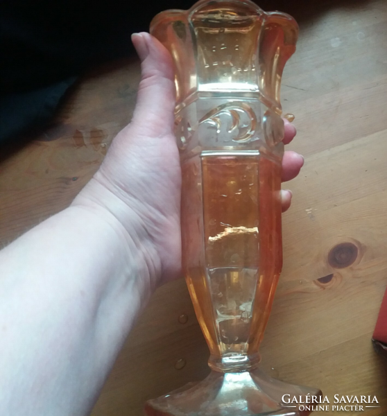 Antik irrizáló szecessziós üveg váza