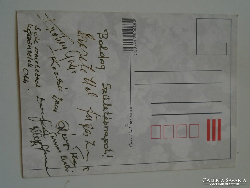 H36.3 Postcard with signatures of Zsuzsa Füzesi Tibor Rényi, signatures of painters and graphic artists