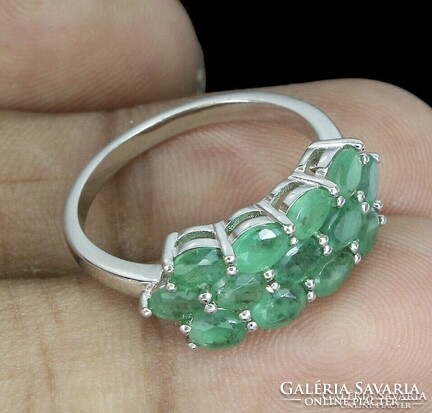 Emerald silver ring