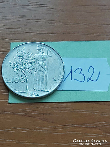 Italy 100 lira 1964, goddess Minerva, stainless steel 132