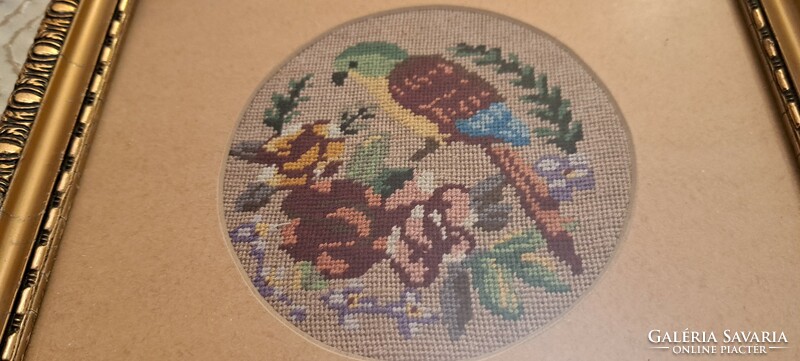 Parrot tapestry, miniature bird picture (m4025)