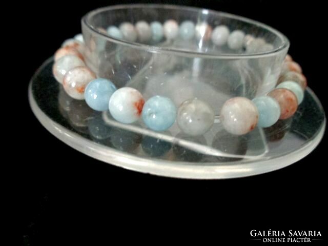 Aquamarine multicolored ball mineral bracelet