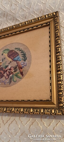 Parrot tapestry, miniature bird picture (m4025)