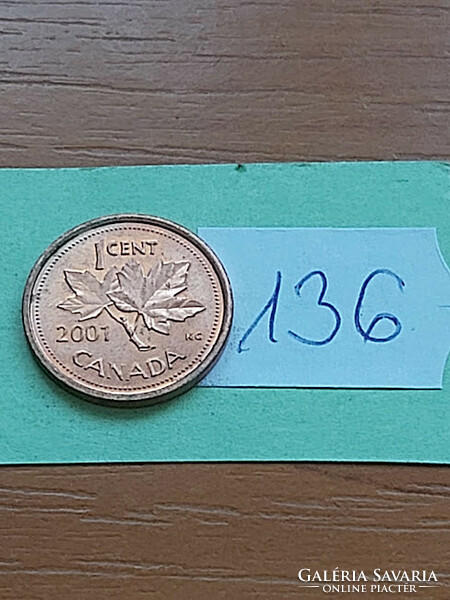Canada 1 cent 2001 ii. Queen Elizabeth, zinc with copper coating 136