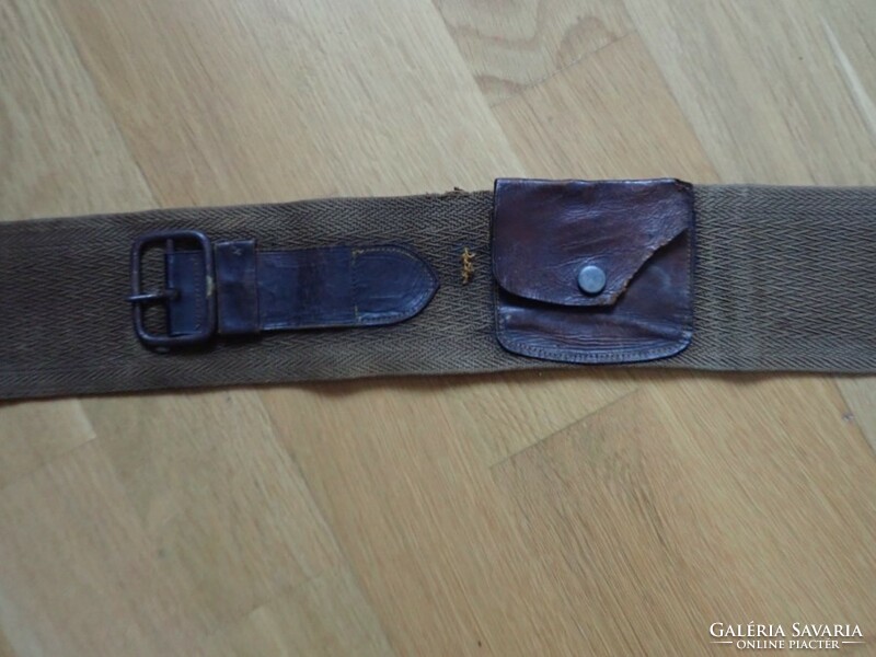 Canvas belt with small leather bag