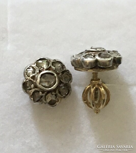 Antique marguerite diamond gold earrings with hoops
