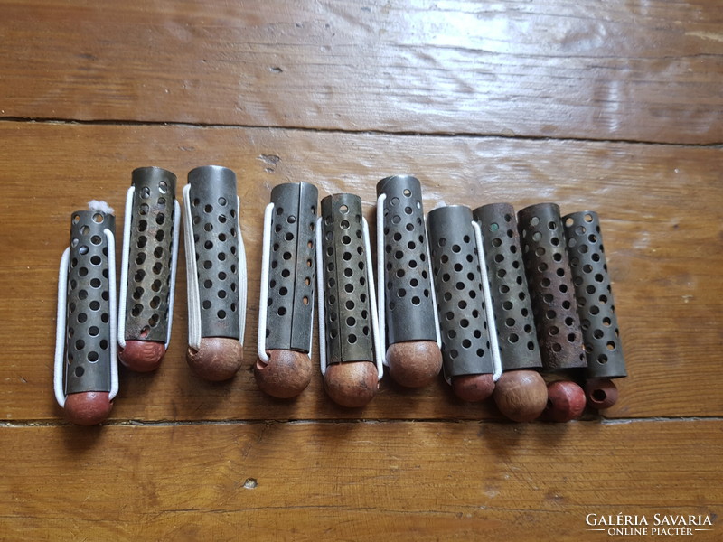 Set of 10 old hair curlers