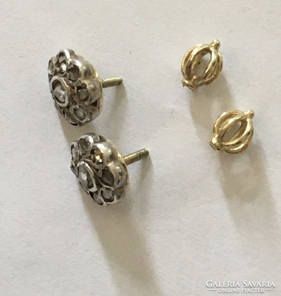 Antique marguerite diamond gold earrings with hoops