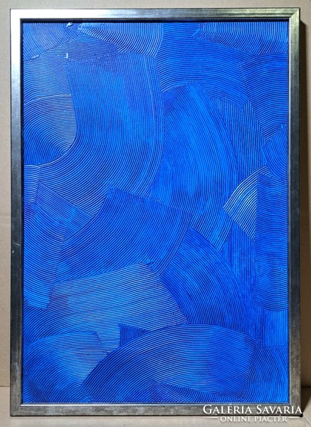 Pino fortuna: blue abstract - contemporary modern painting, Italian artist