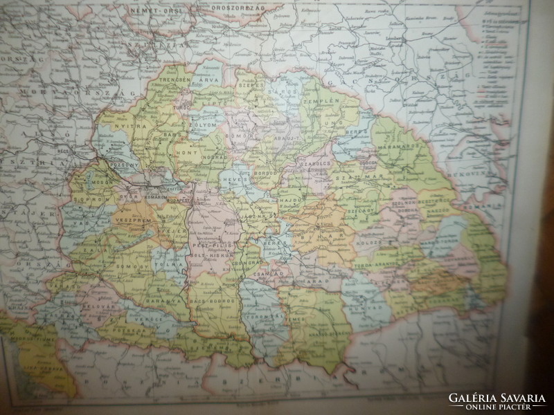 Old map administrative legislation traffic map of Great Hungary