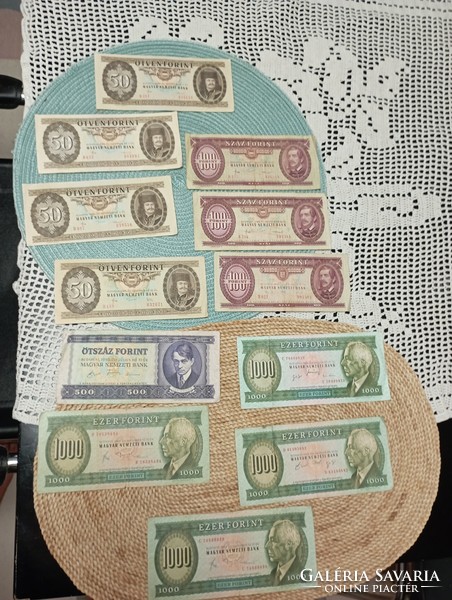 HUF 50, 100, 1000 banknotes