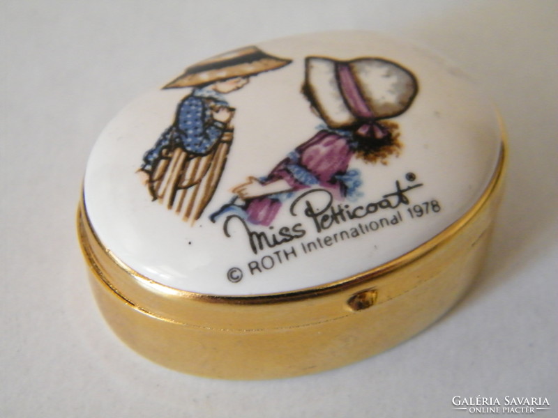 Vintage miss petticoat (1978) porcelain topped medicine box