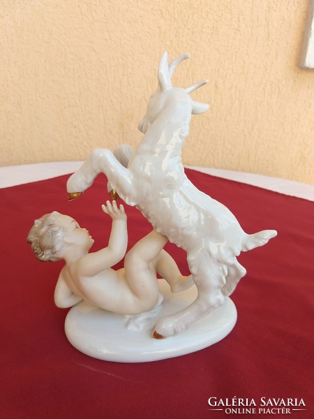 Wallendorf putto with climbing goat...Flawless!