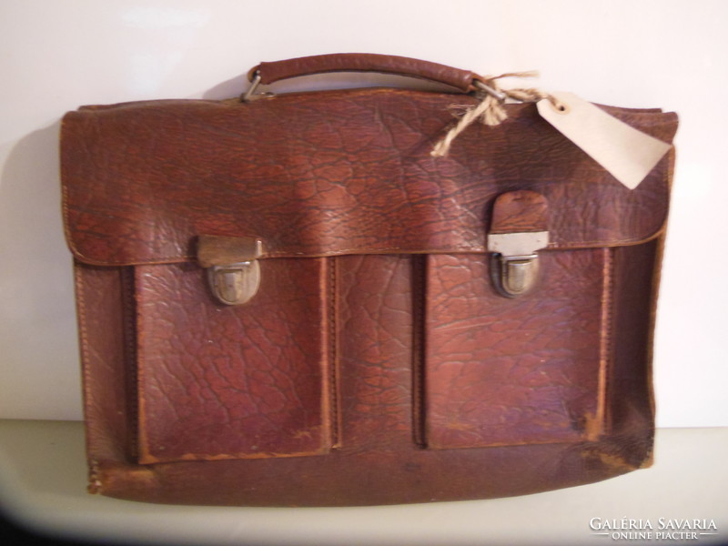 Bag - leather - 40 x 25 x 7 cm - old - very thick - quality - Austrian - flawless