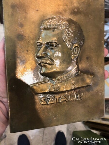 Sztálin bronz falidisz, 20 x 18 cm-es alkotás, gyűjtőknek.
