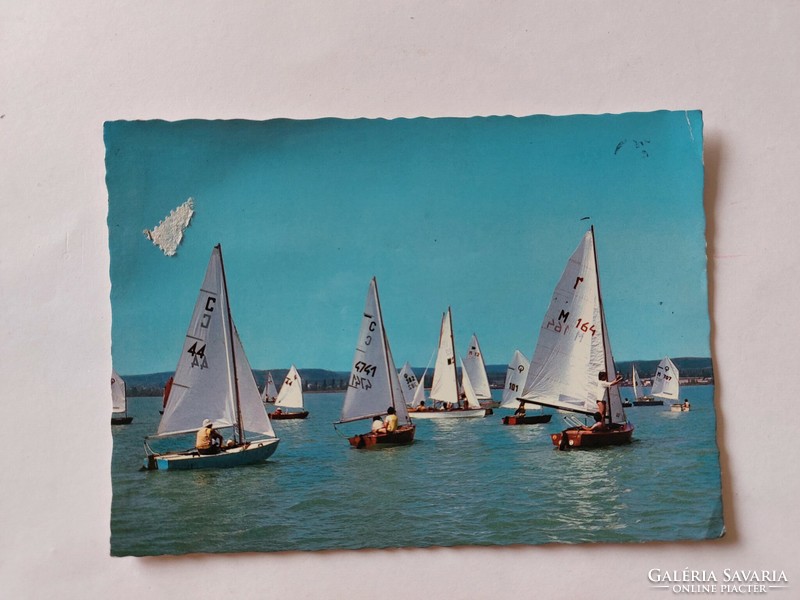 Old postcard photo postcard Balaton sailboats
